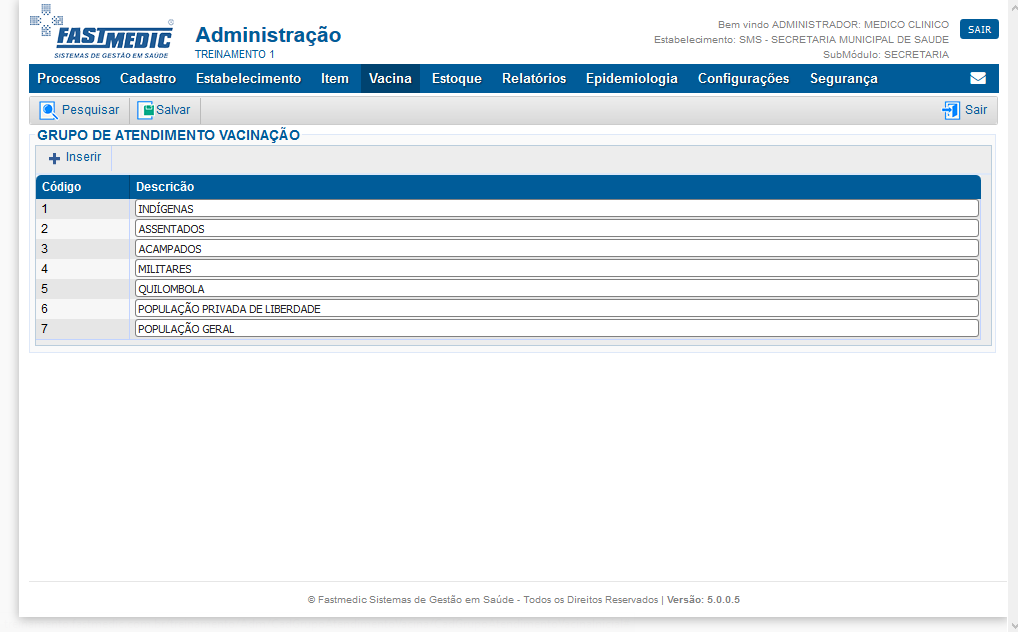 Imagem Demonstrativa do Cadastro de Grupo de Atendimento Vacinação